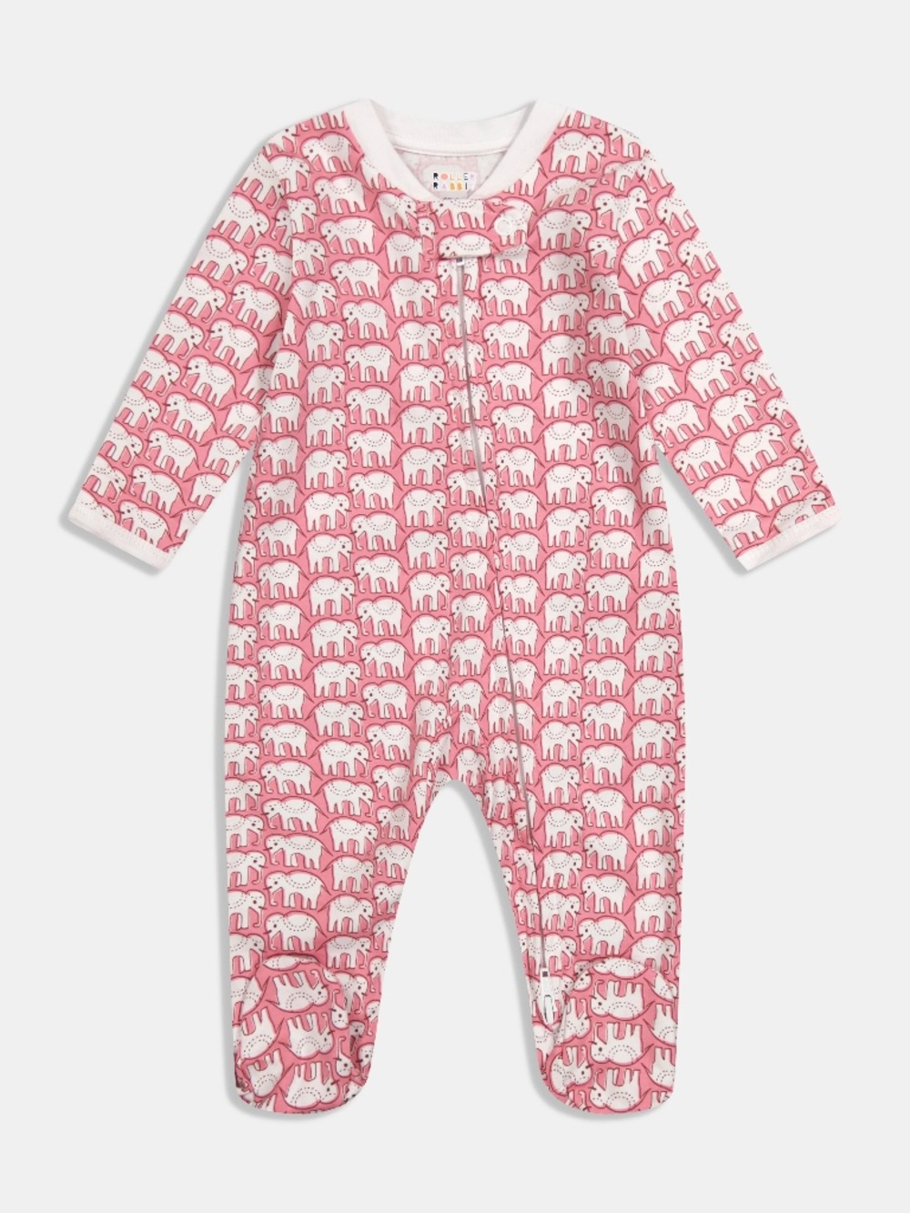 Roller Rabbit Pink Hathi Elephant Pima Cotton Footie 6-9M